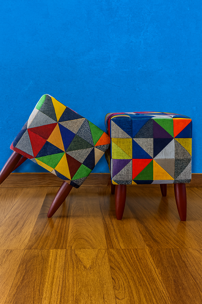 Kelvin Stool Multicolor | Premium Fabric Accent Stool