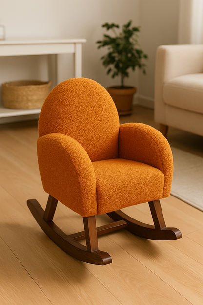 Kids Rocking Chair Brown – Boucle Fabric Chair Pakistan