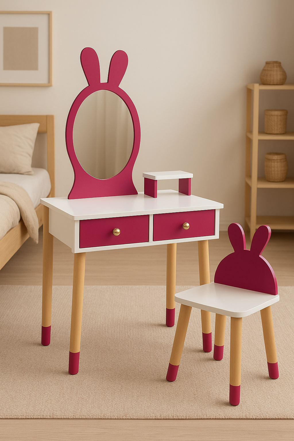 Kids Vanity & Chair – MDF Deco Dressing Set for Kids
