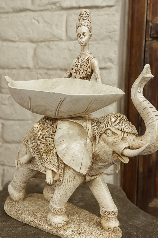 Large Elephant Decor White Antique | Luxury Home Decor