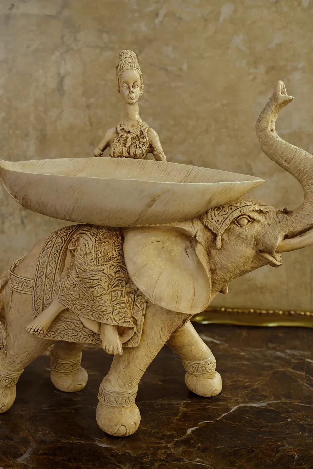 Large Elephant Decor White Antique | Luxury Home Decor