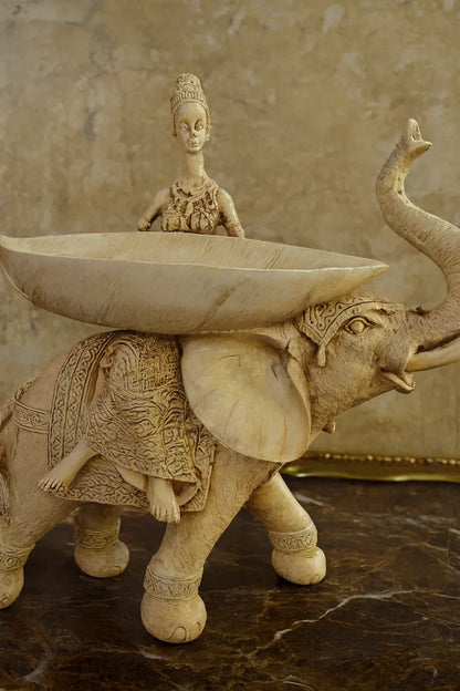 Large Elephant Decor White Antique | Luxury Home Decor