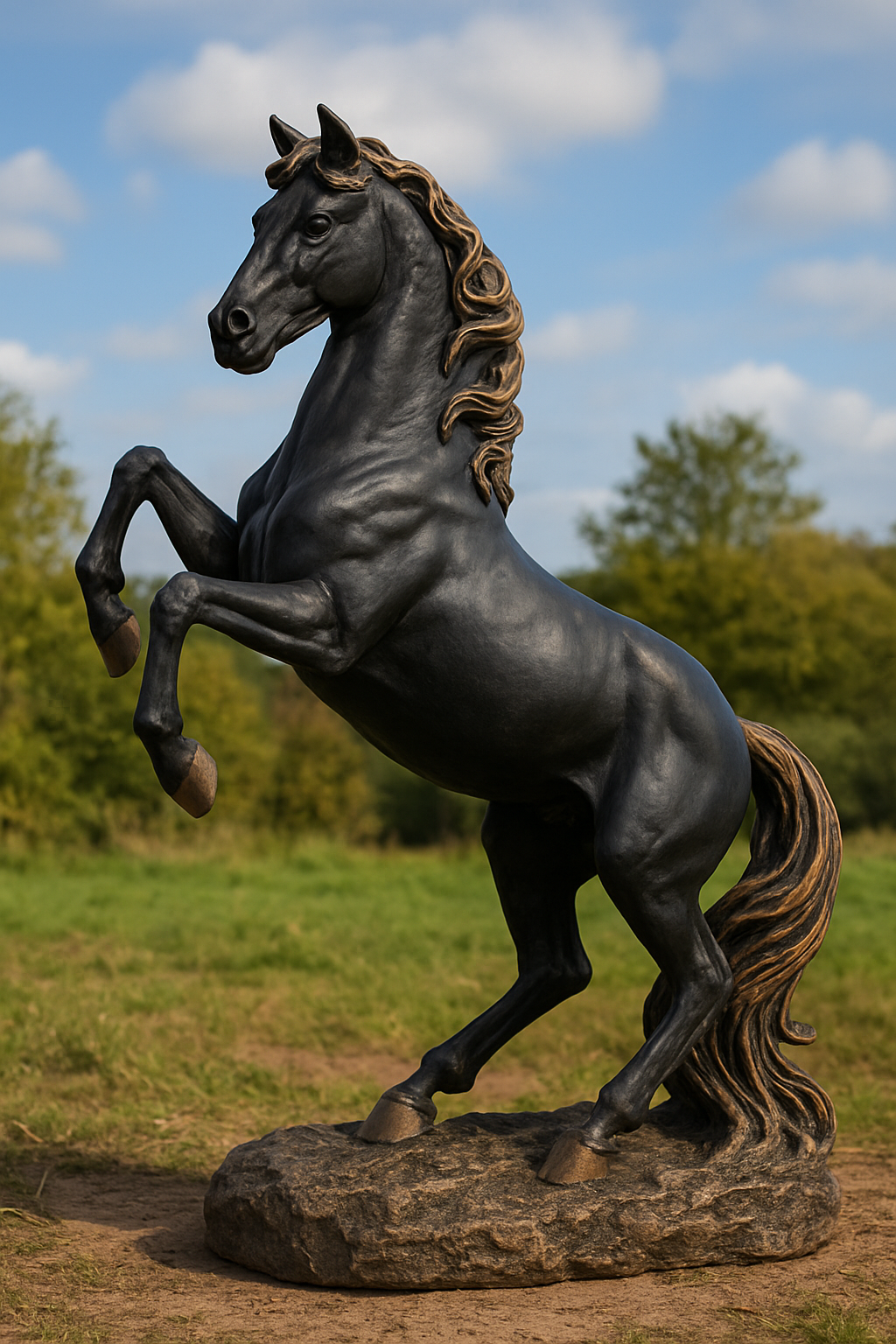 Large Standing Horse Decor – 24" Gold Plated Sculpture