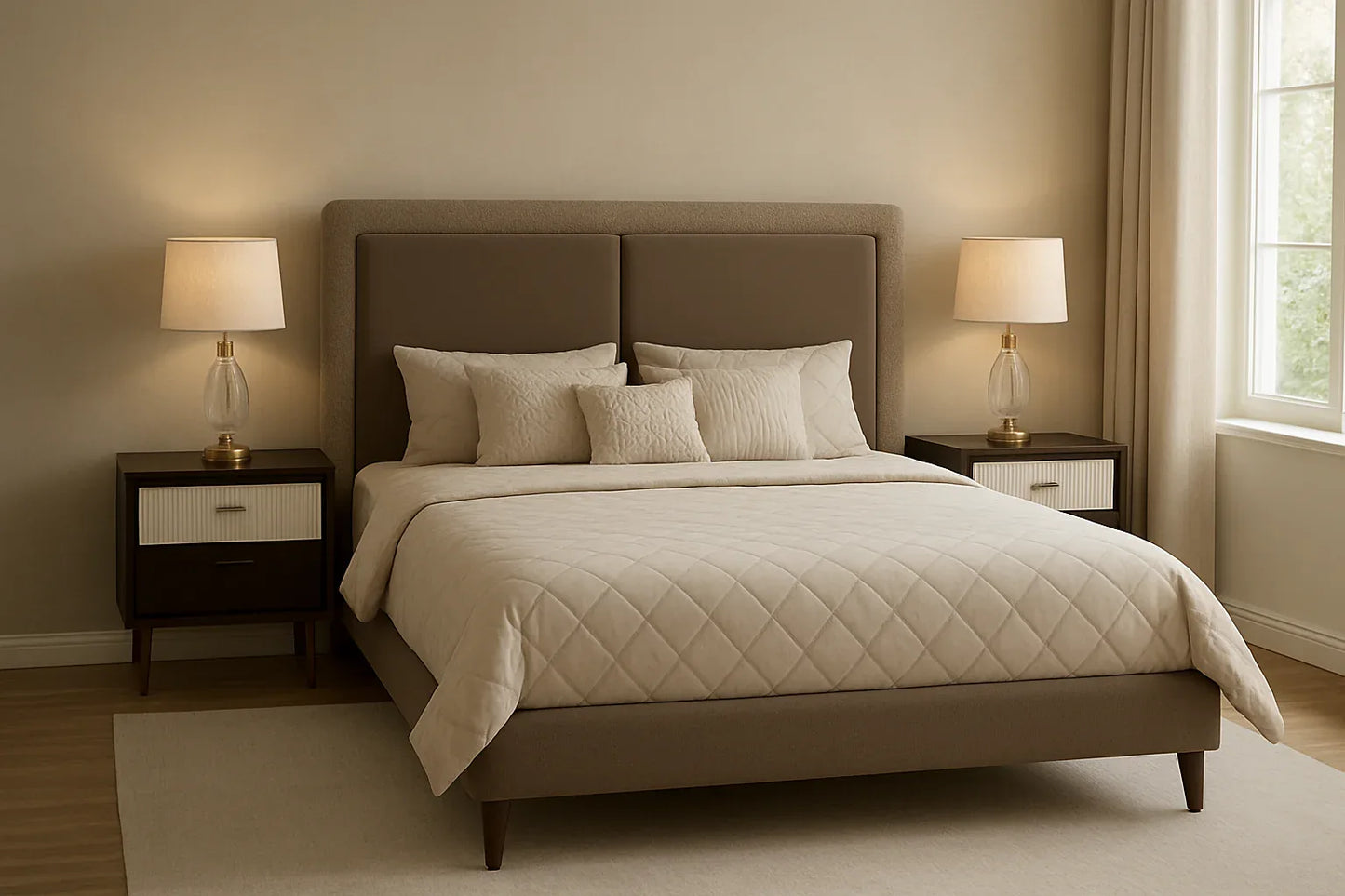 Leather Luxe Bed Set 02 – King Size Velvet & Leather Bed