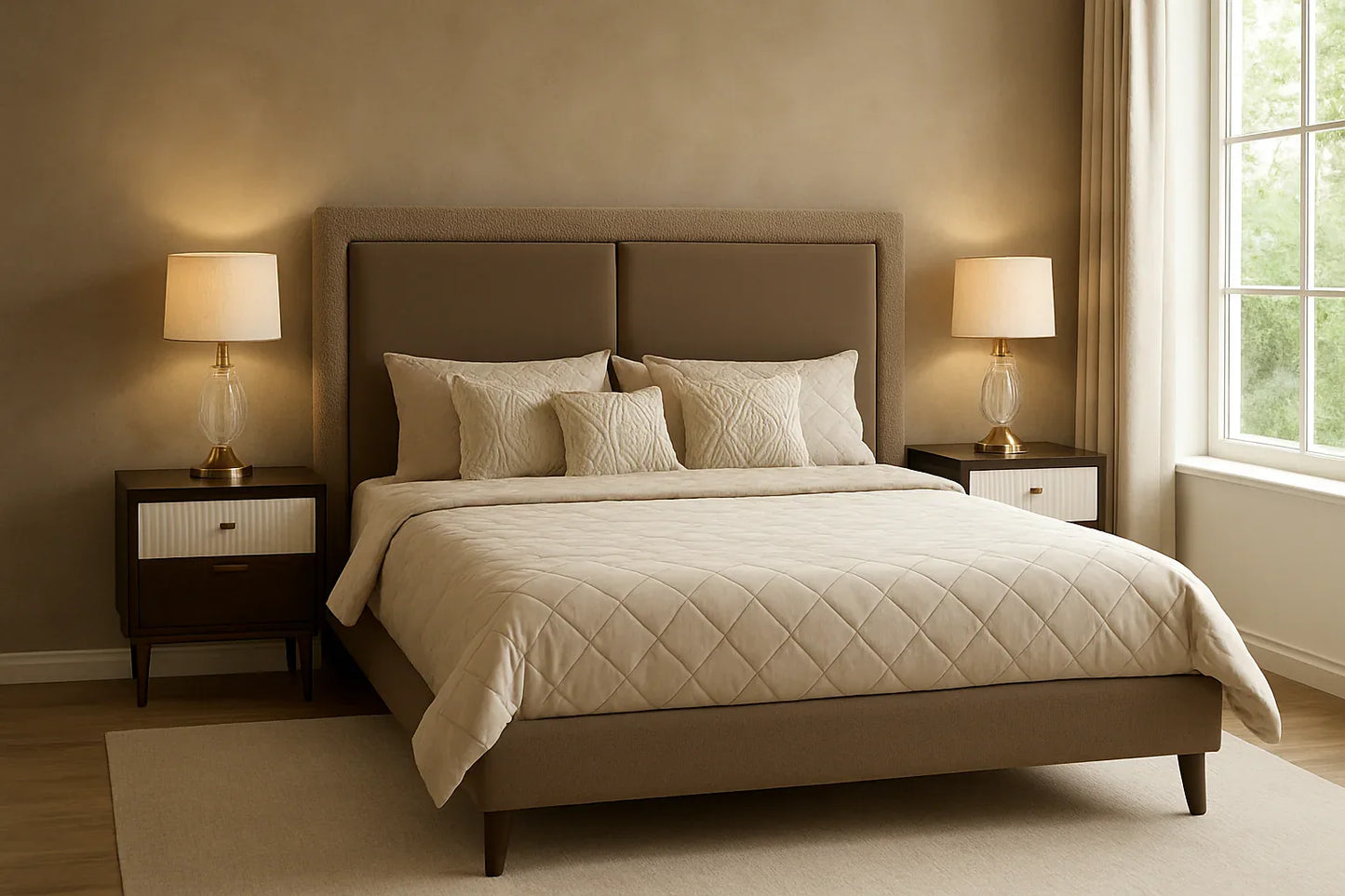 Leather Luxe Bed Set 02 – King Size Velvet & Leather Bed