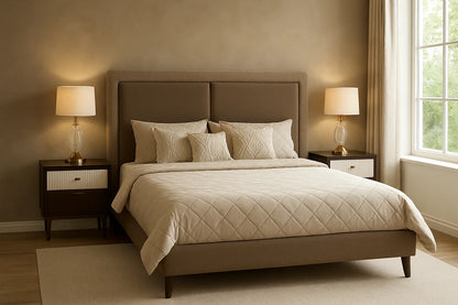 Leather Luxe Bed Set 02 – King Size Velvet & Leather Bed