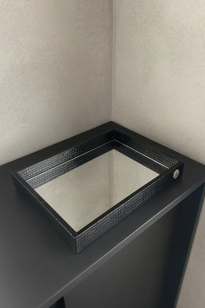 Leather Tray 04 – Imported Leather & Mirror Tray Pakistan