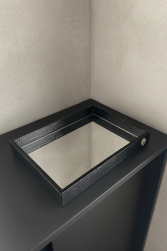 Leather Tray 04 – Imported Leather & Mirror Tray Pakistan