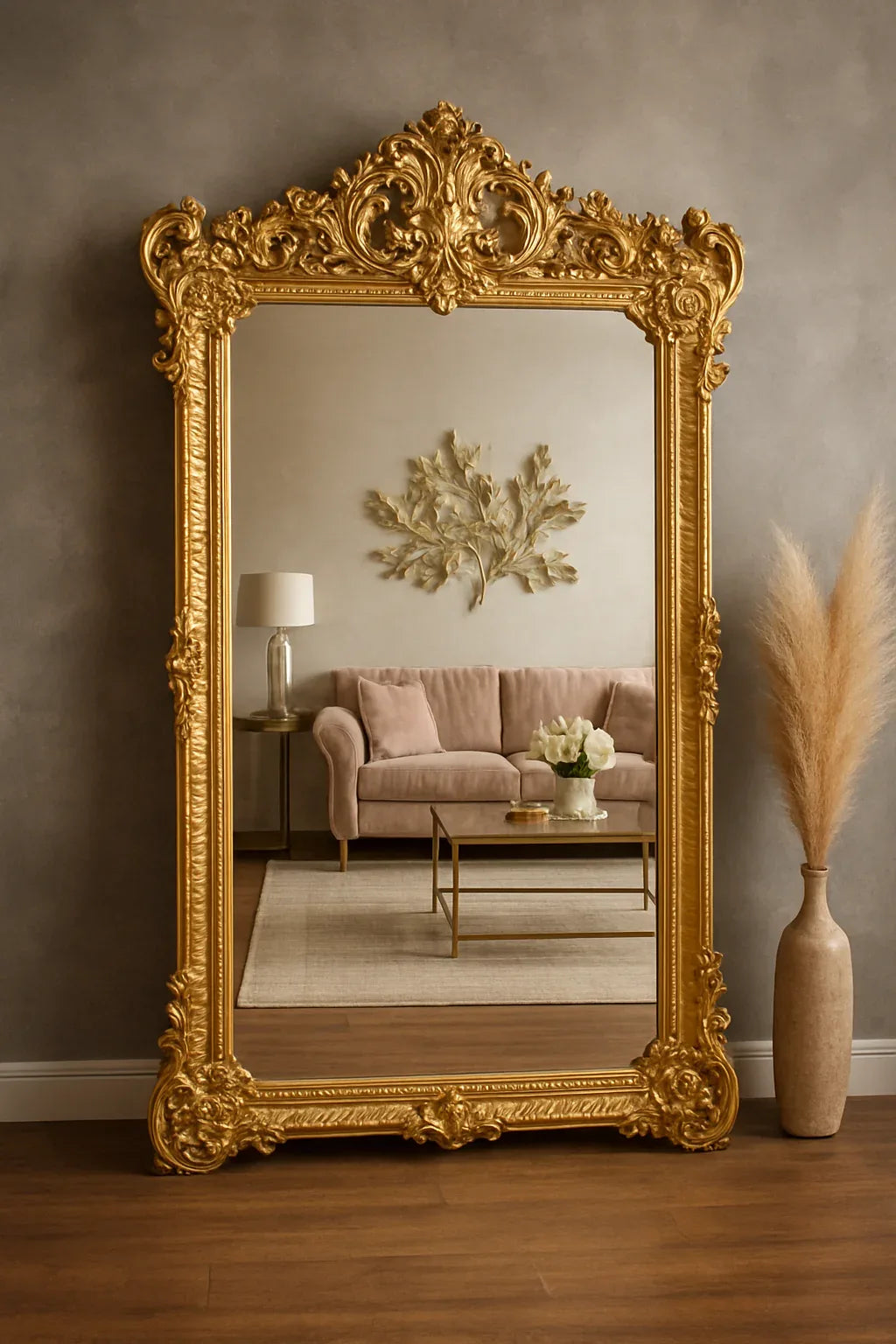 Liam Gold Standing Mirror – 6x3 ft Carved Mirror Pakistan