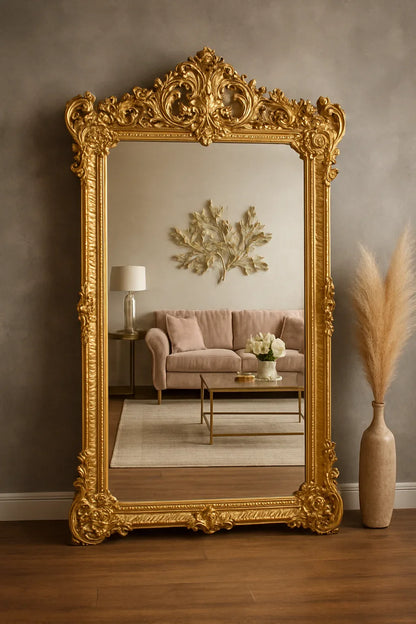 Liam Gold Standing Mirror – 6x3 ft Carved Mirror Pakistan