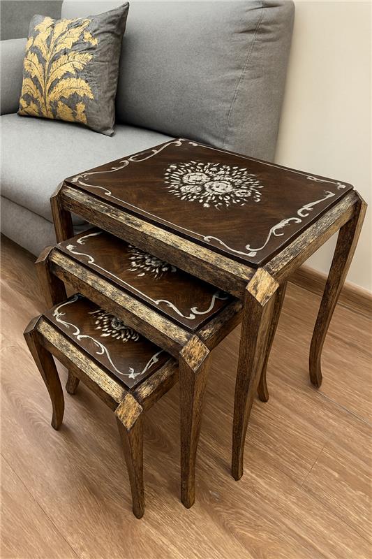 Liam Nesting Table Set of 3 in Pakistan – Hand Painted