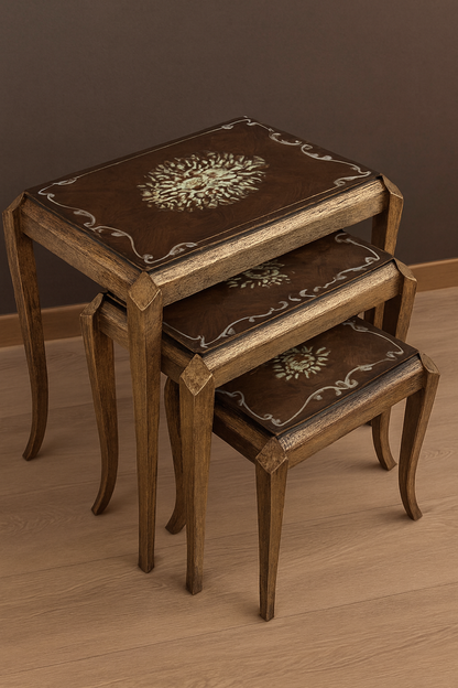 Liam Nesting Table Set of 3 in Pakistan – Hand Painted