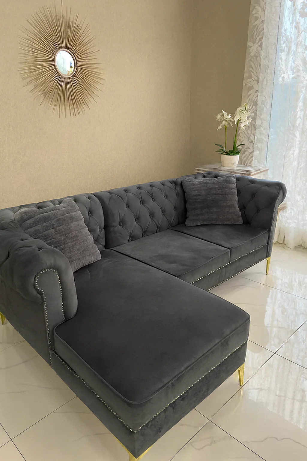 L Shape Chesterfield Sofa in Pakistan – 5 Seater