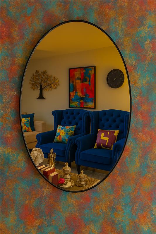 Luca Oval Mirror in Pakistan – Metallic Frame Wall Mirror