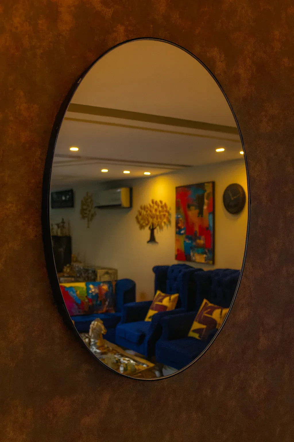 Luca Oval Mirror in Pakistan – Metallic Frame Wall Mirror
