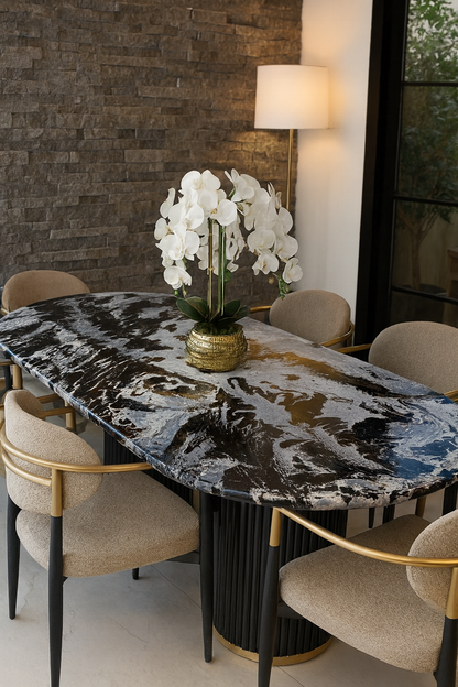 Marble Texture Dining Table 02 – 6 & 8 Seater Set