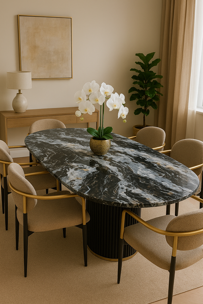 Marble Texture Dining Table 02 – 6 & 8 Seater Set