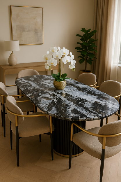 Marble Texture Dining Table 02 – 6 & 8 Seater Set