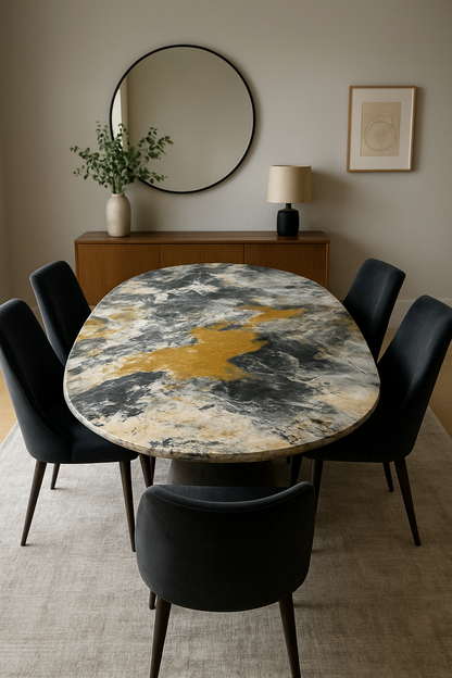 Marble Texture Dining Table – 6 & 8 Seater Set