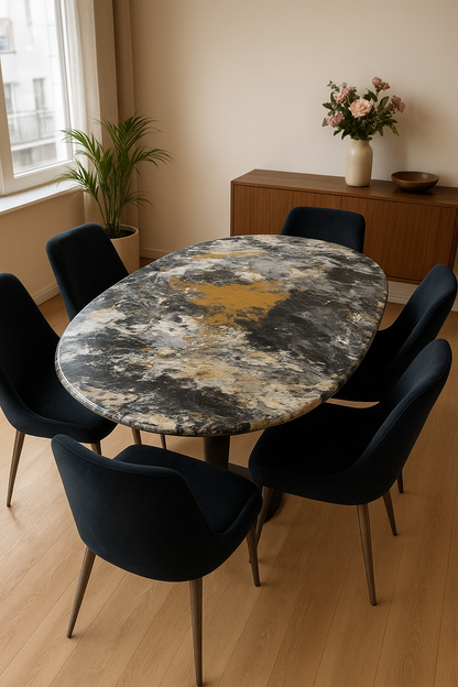 Marble Texture Dining Table – 6 & 8 Seater Set