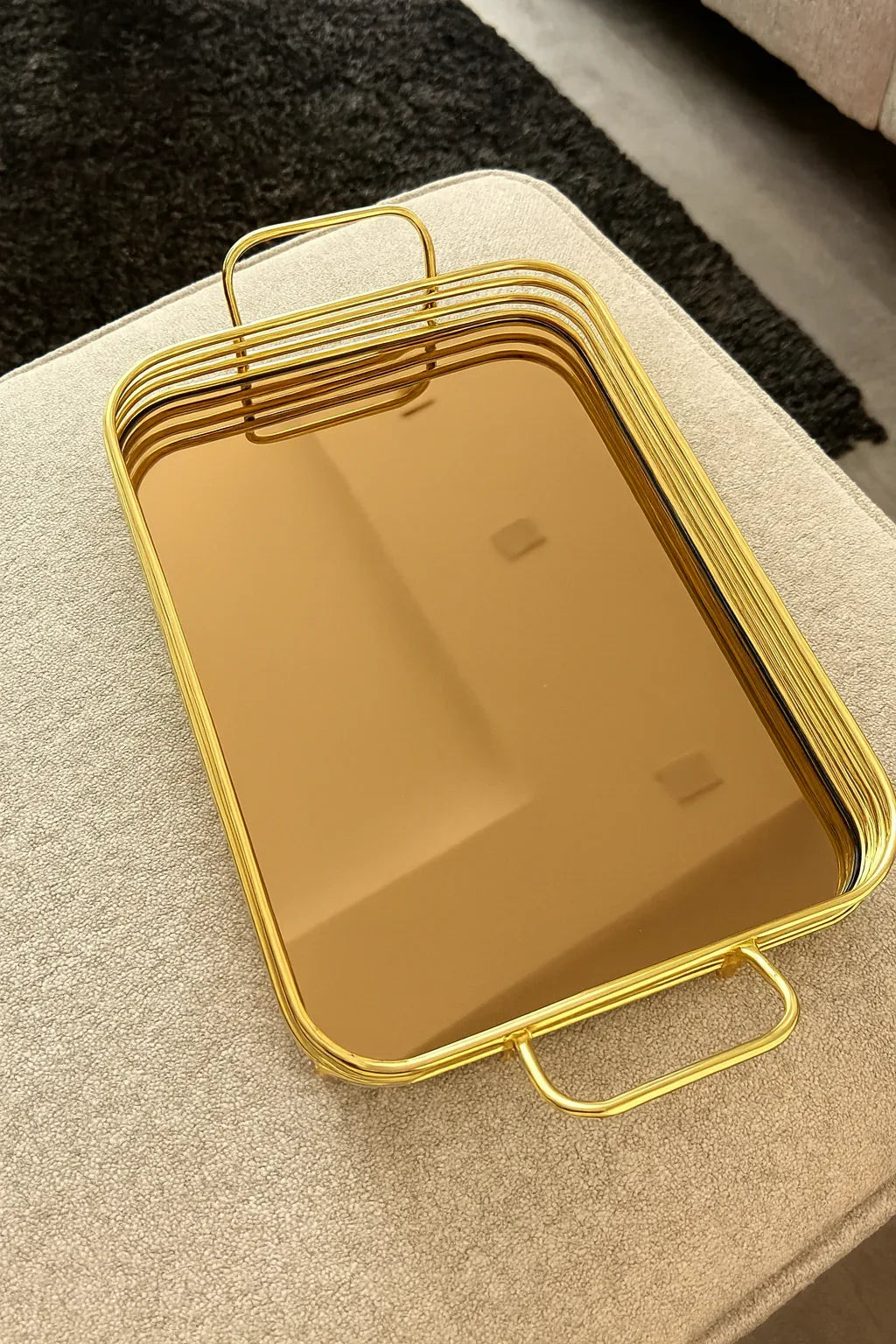 Metallic Tray 001 – Imported Metal & Glass Tray Set in Pakistan