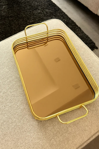 Metallic Tray 001 – Imported Metal & Glass Tray Set in Pakistan