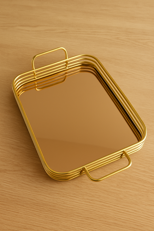 Metallic Tray 001 – Imported Metal & Glass Tray Set in Pakistan