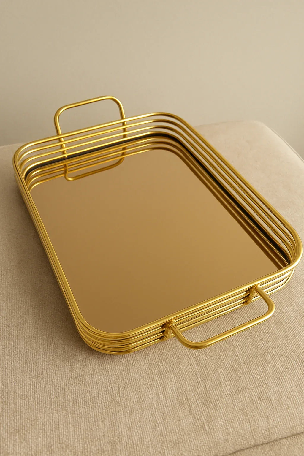 Metallic Tray 001 – Imported Metal & Glass Tray Set in Pakistan