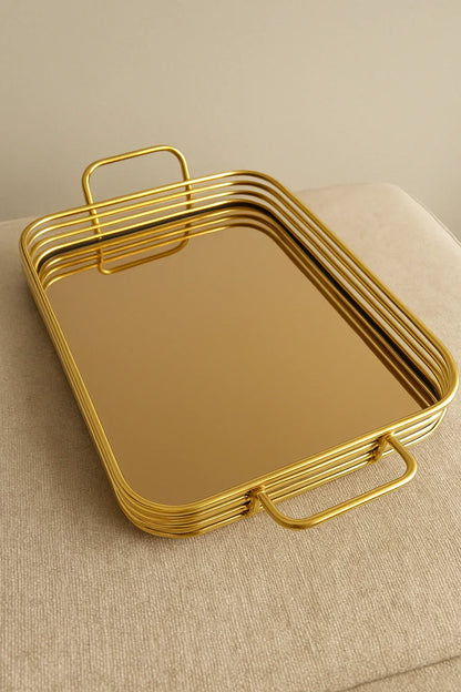 Metallic Tray 001 – Imported Metal & Glass Tray Set in Pakistan