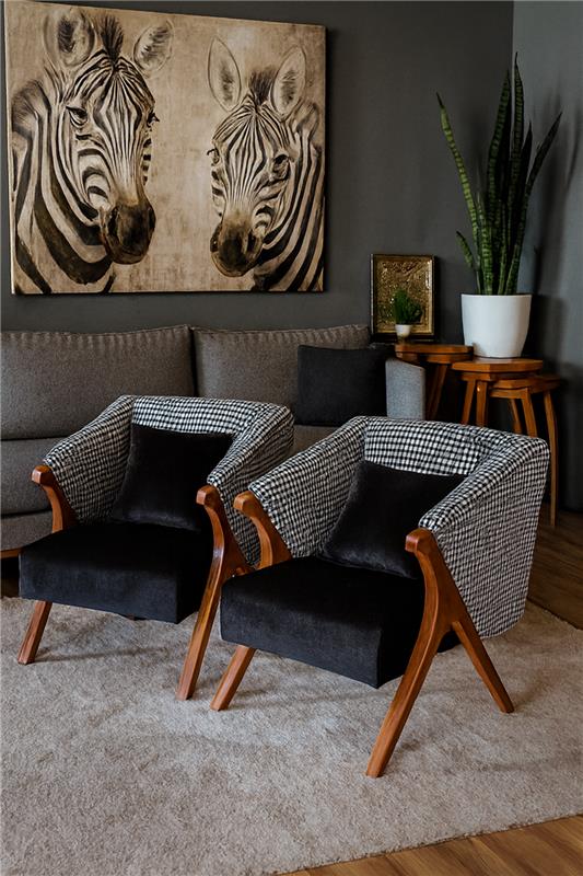 Moly Chair Set of 2 | Solid Wood Upholstered Chairs