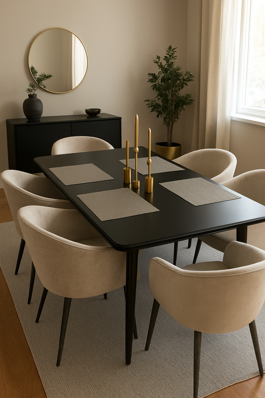 Monarch Dining Table – 6 Seater Velvet Chair Set Pakistan