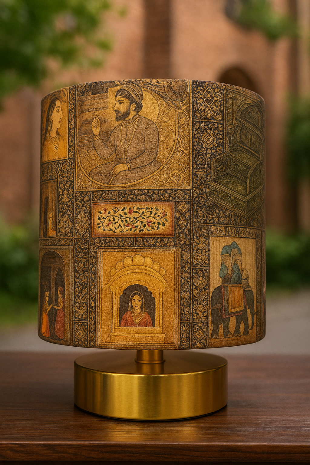 Mughal Premium Round Stool – Elegant Gold Edge Stool Pakistan