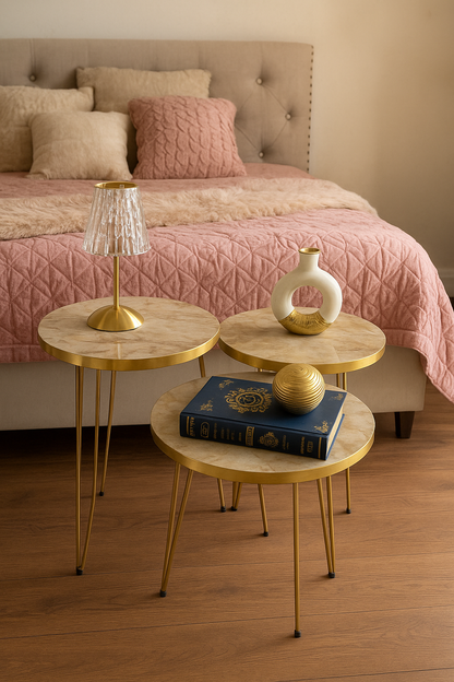 Nesting Table Set 004 – UV Top & Metal Legs Pakistan