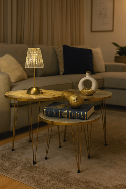 Nesting Table Set 004 – UV Top & Metal Legs Pakistan