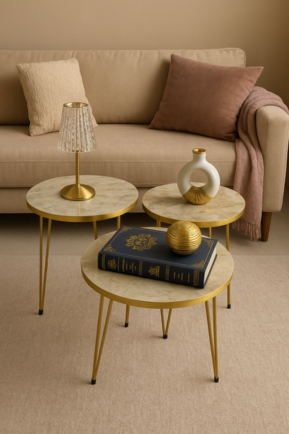 Nesting Table Set 004 – UV Top & Metal Legs Pakistan