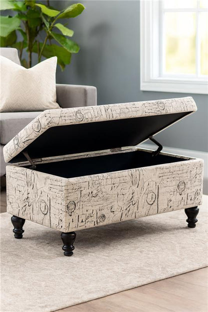 Newspaper Puffy Storage | Offwhite Fabric Storage Ottoman
