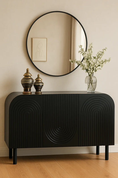 Noir Curve Side Board – Dark MDF CNC Design