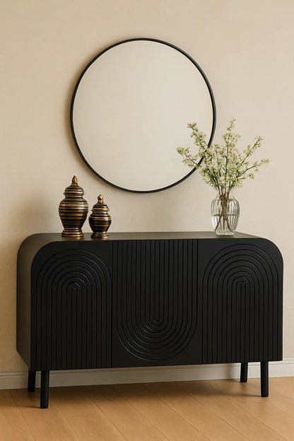 Noir Curve Side Board – Dark MDF CNC Design