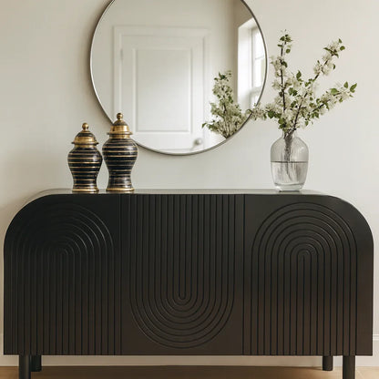 Noir Curve Side Board – Dark MDF CNC Design