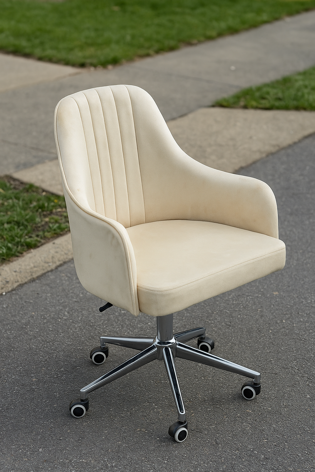 Off White Office Chair – Padded Seat & Hydraulic Base