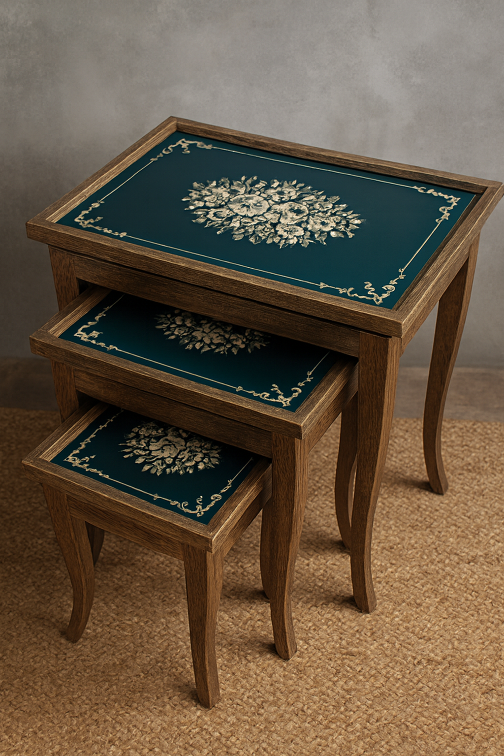 Oliver Nesting Table Set of 3 in Pakistan – Hand Painted