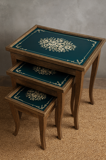 Oliver Nesting Table Set of 3 in Pakistan – Hand Painted