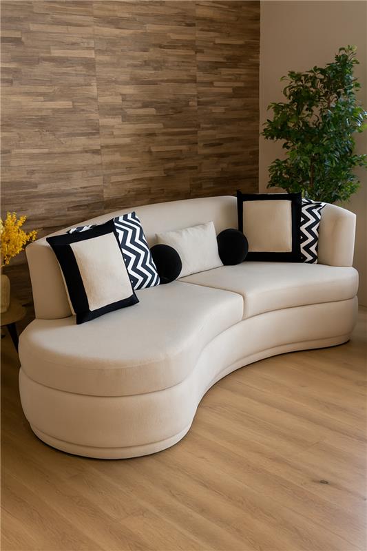 Opal Curved Sofa in Pakistan – Luxury Boucle Sofa Set