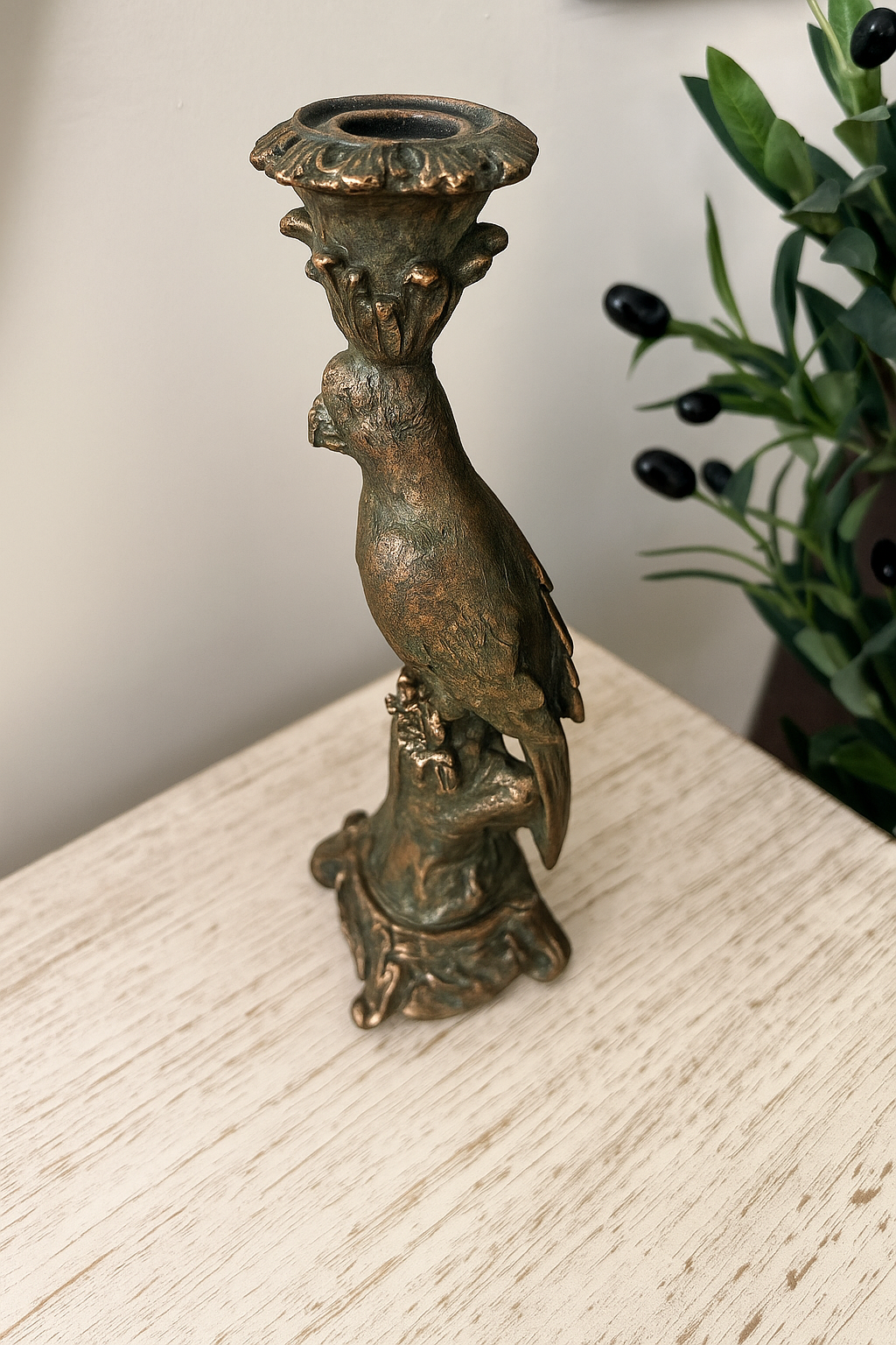 Parrot Candle Stand 008 – Resin Gold Leaf Decor