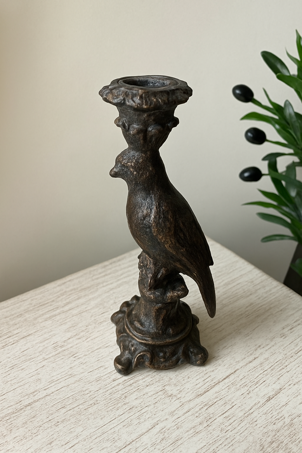 Parrot Candle Stand 008 – Resin Gold Leaf Decor