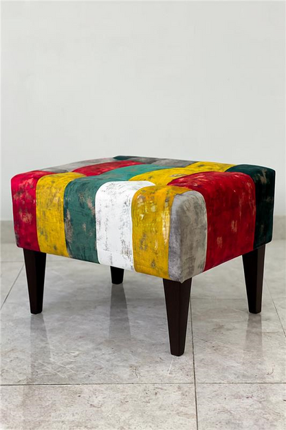 Patchwork Stool 001 | Colorful Fabric Accent Stool