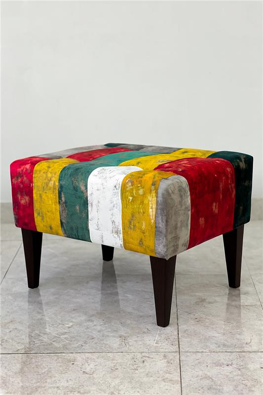 Patchwork Stool 001 | Colorful Fabric Accent Stool