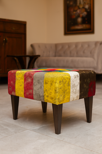 Patchwork Stool 001 | Colorful Fabric Accent Stool