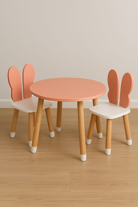 Pink Butterfly Kids Table & 2 Chairs – MDF Set