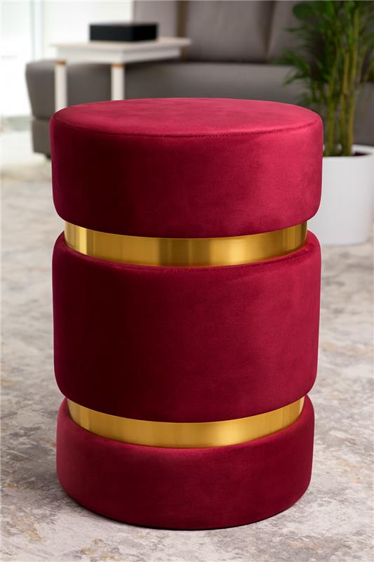 Premium Round Stool 008 | Fabric Stool with Gold Edge